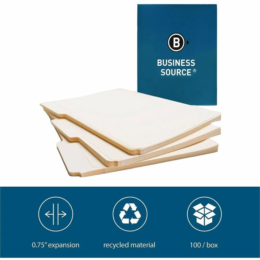 Business Source 1/3 Tab Cut Letter Recycled Top Tab File Folder - Image 2