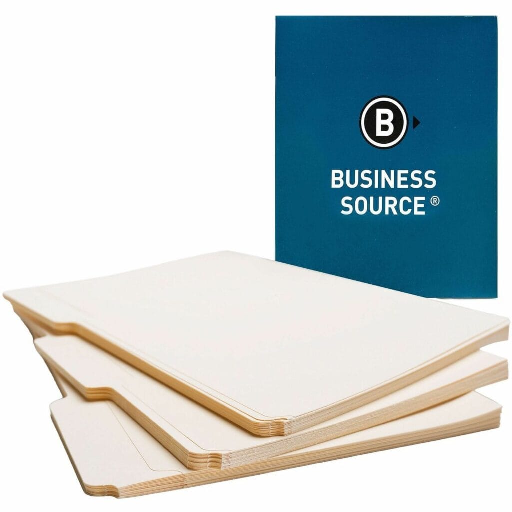 Business Source 1/3 Tab Cut Letter Recycled Top Tab File Folder