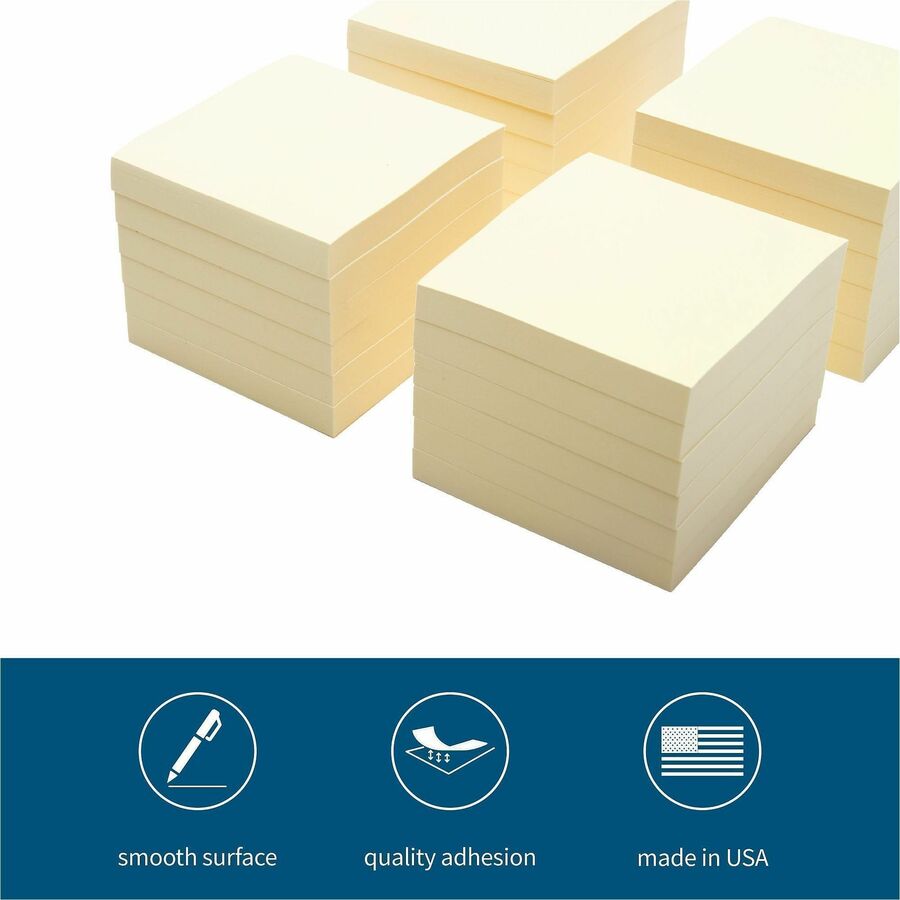 Business Source Yellow Repostionable Adhesive Notes - Image 2