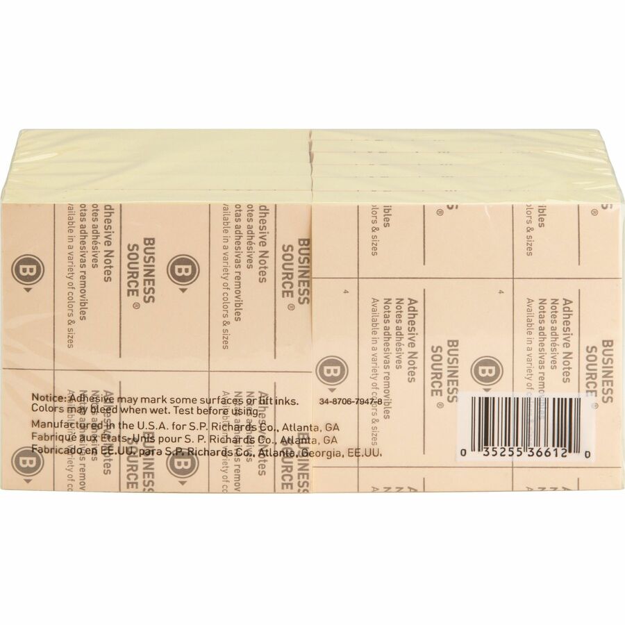Business Source Yellow Repostionable Adhesive Notes - Image 3