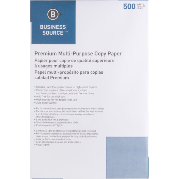 BUSINESS SOURCE Multipurpose Copy Paper, Ream - White, Ledger/Tabloid 11"x17"