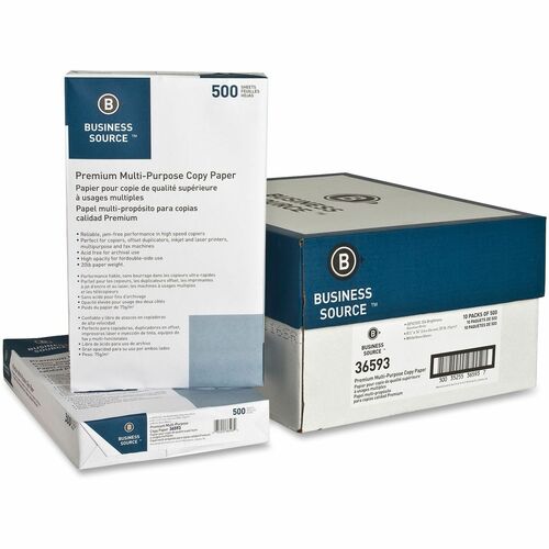 BUSINESS SOURCE Multipurpose Copy Paper, Case - White, Legal 8 1/2" x 14"