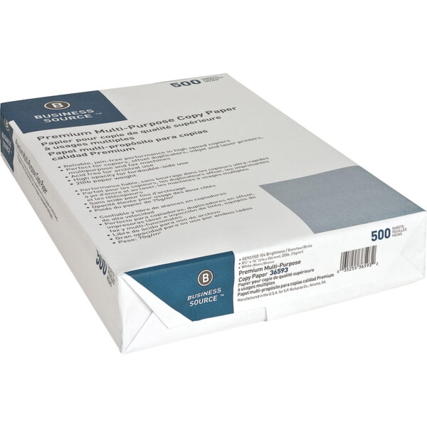 BUSINESS SOURCE Multipurpose Copy Paper, Ream - White, Legal 8 1/2" x 14"