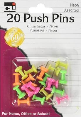 Charles Leonard Push Pins Assorted Color - 20