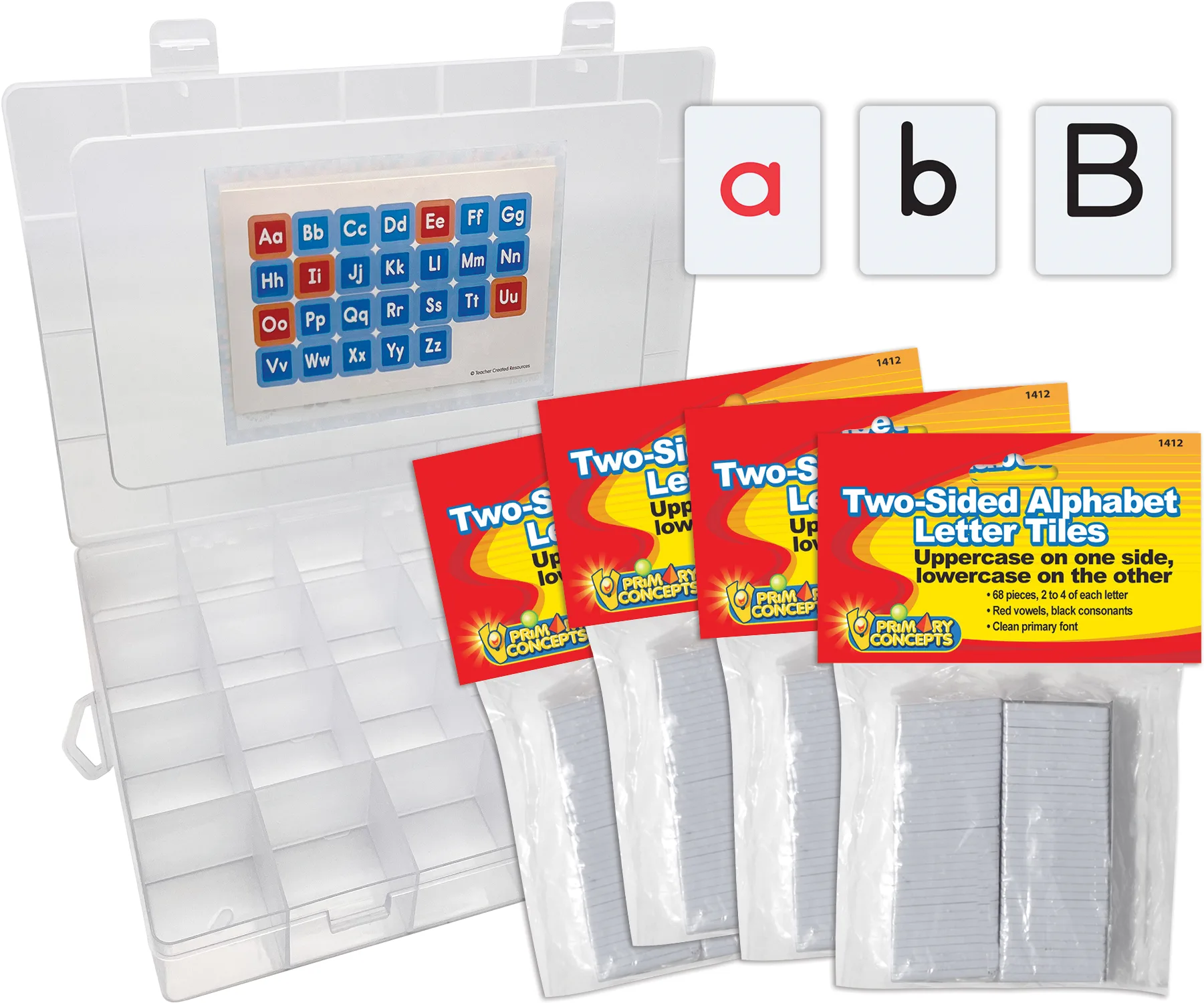 Two-Sided Alphabet Letter Tiles (4-pack)