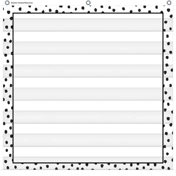 Black Painted Dots on White 7 Pocket Chart (28" x 28")
