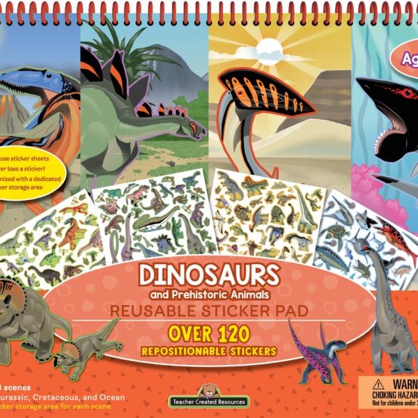 Dinosaurs and Prehistoric Animals Reusable Sticker Pad