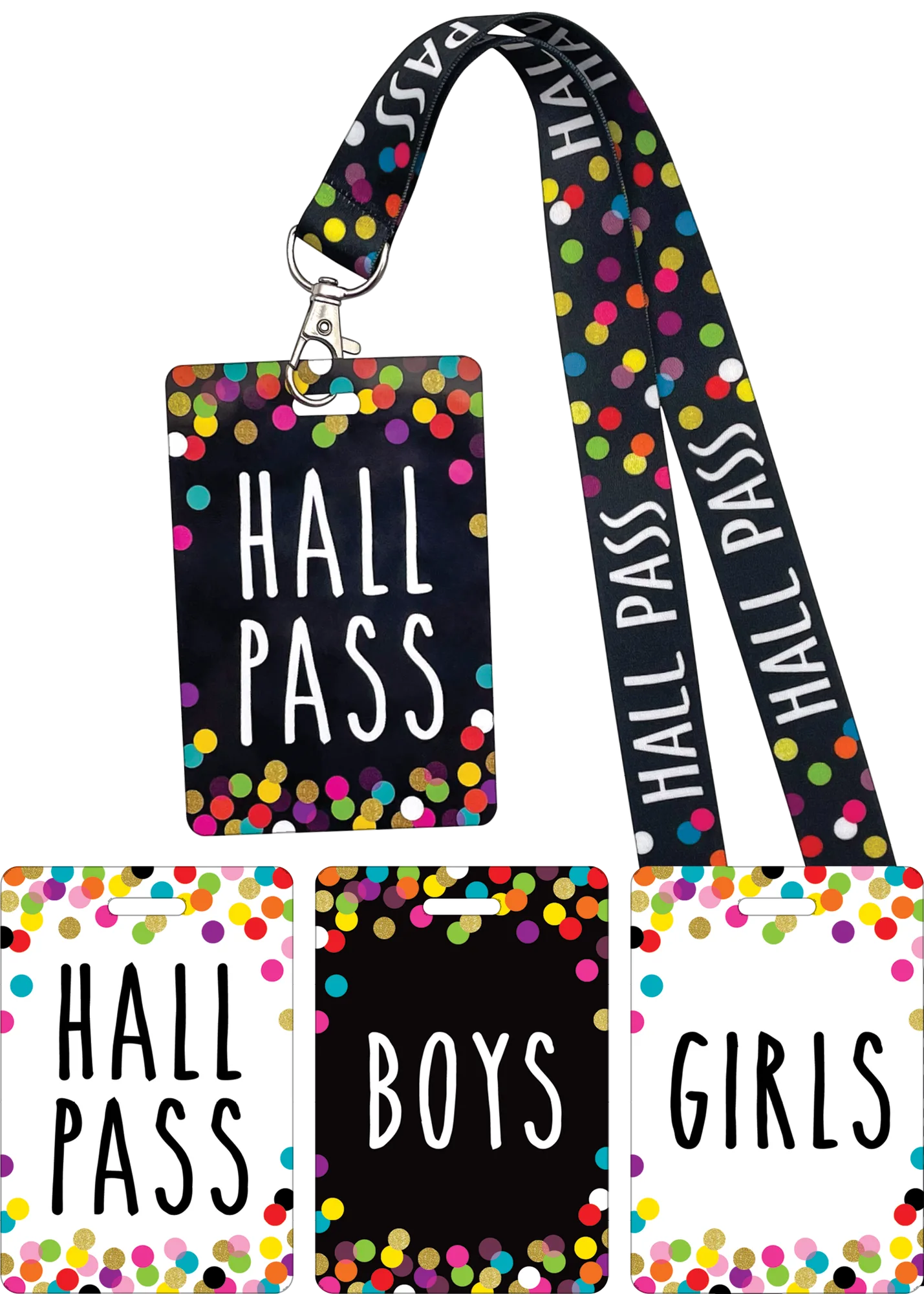 Confetti Hall Pass Lanyards
