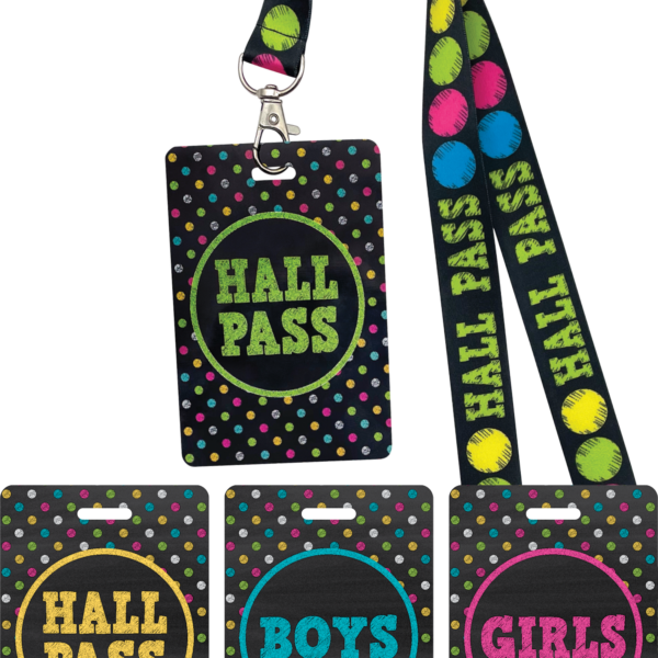 Chalkboard Brights Hall Pass Lanyards