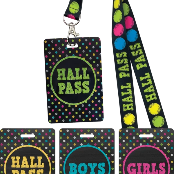 Chalkboard Brights Hall Pass Lanyards