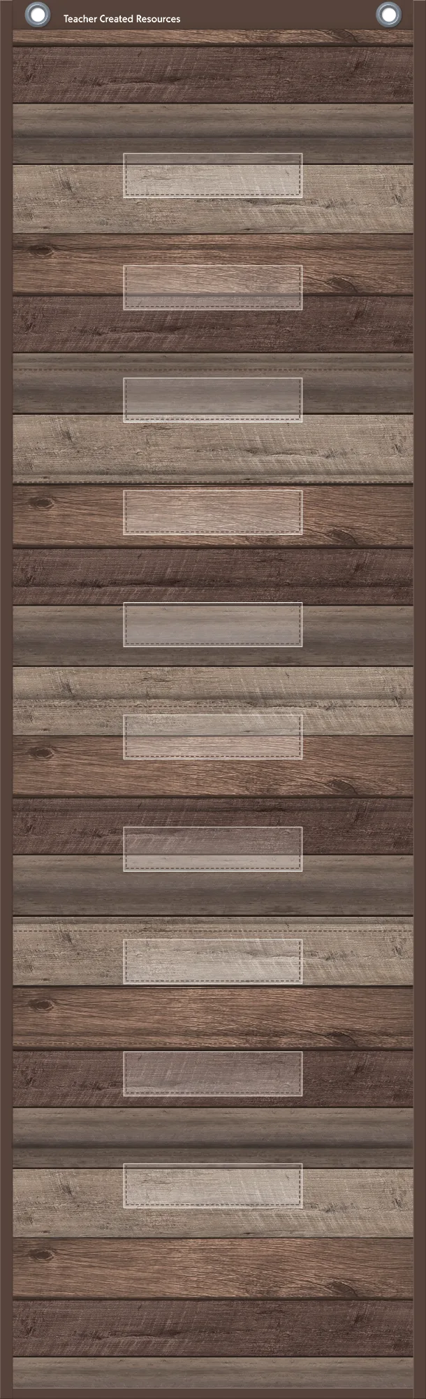 Dark Wood 10 Pocket File Storage Pocket Chart (14" x 58")