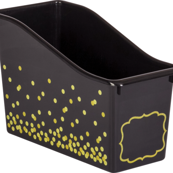 Black Confetti Plastic Book Bin