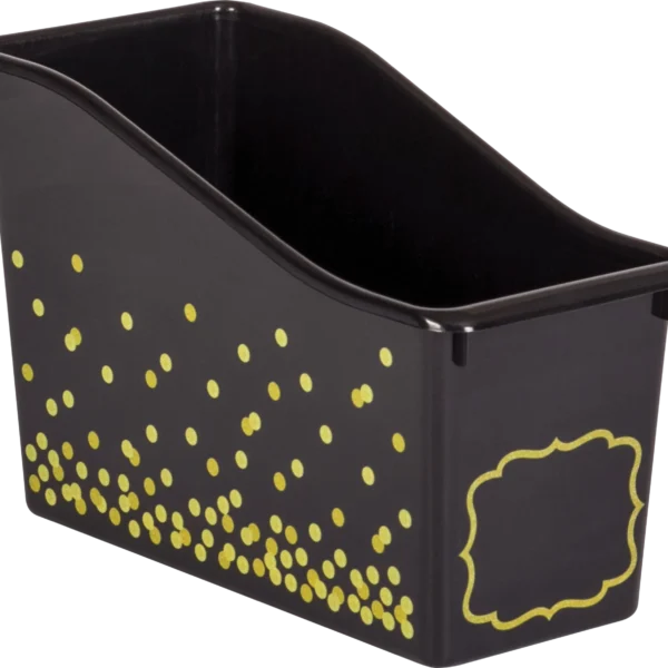 Black Confetti Plastic Book Bin