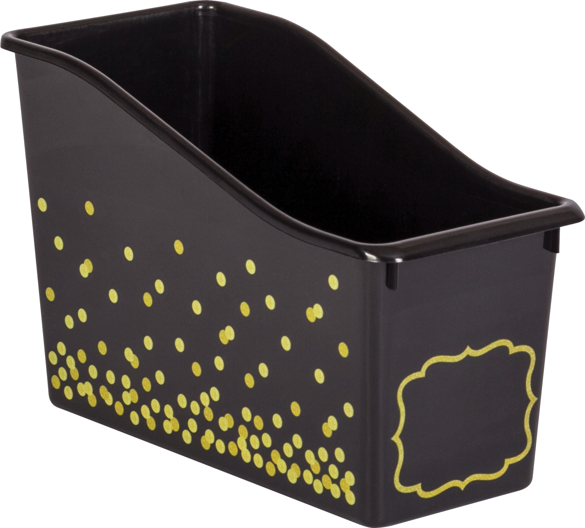 Black Confetti Plastic Book Bin