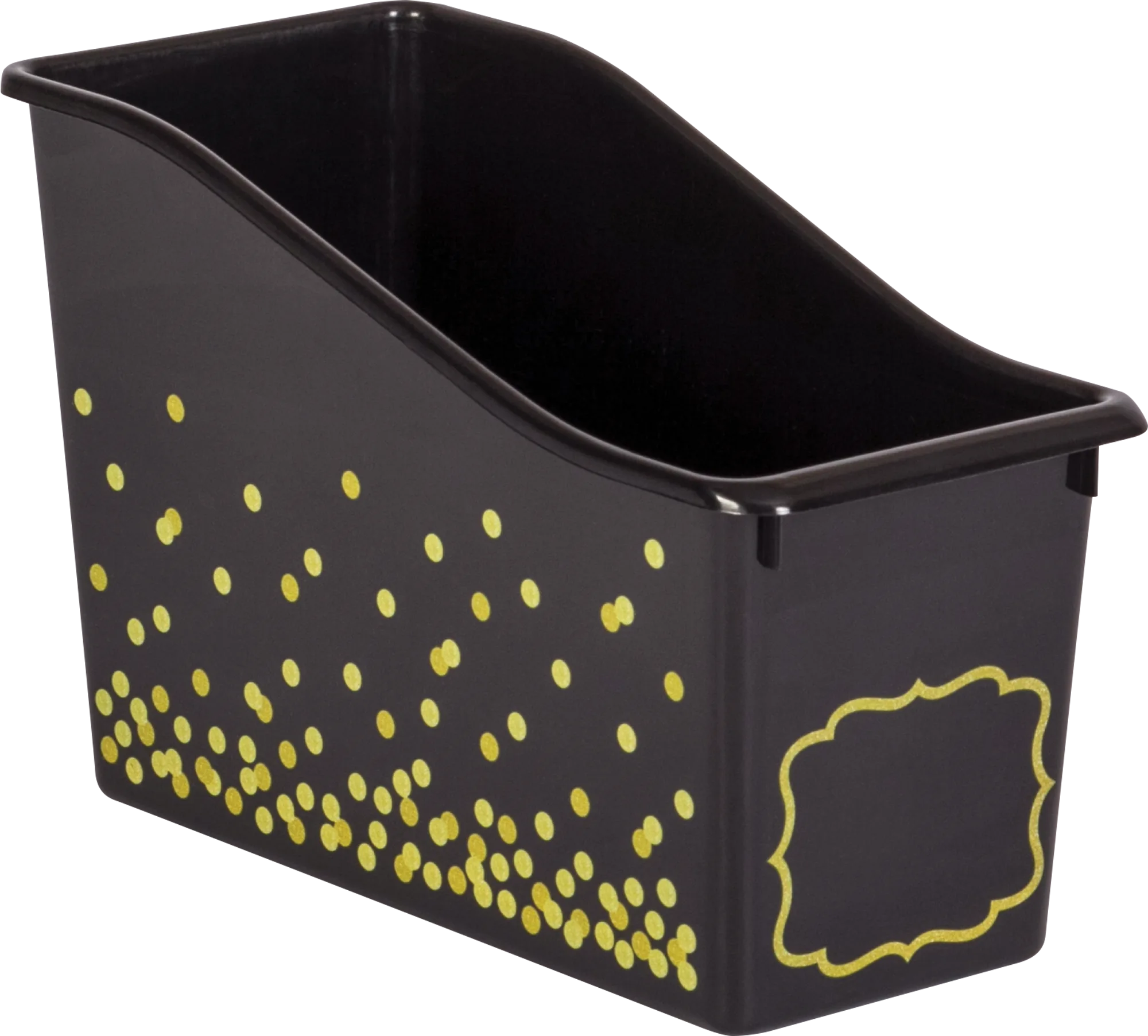 Black Confetti Plastic Book Bin