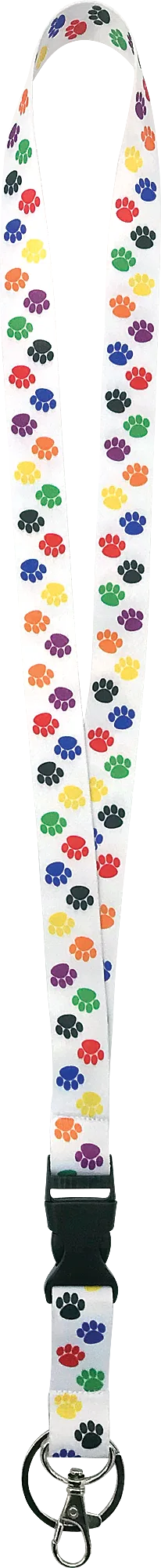 Colorful Paw Prints Lanyard