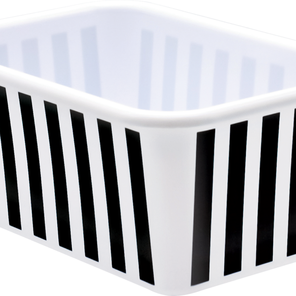 Black and White Stripes Small Plastic Storage Bin