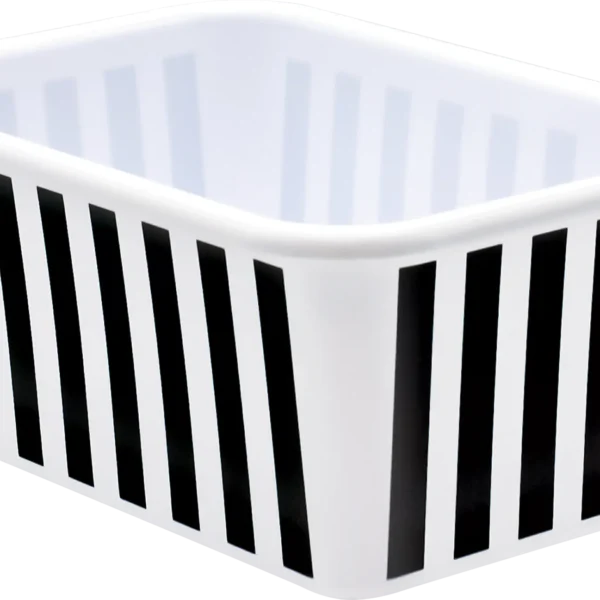 Black and White Stripes Small Plastic Storage Bin