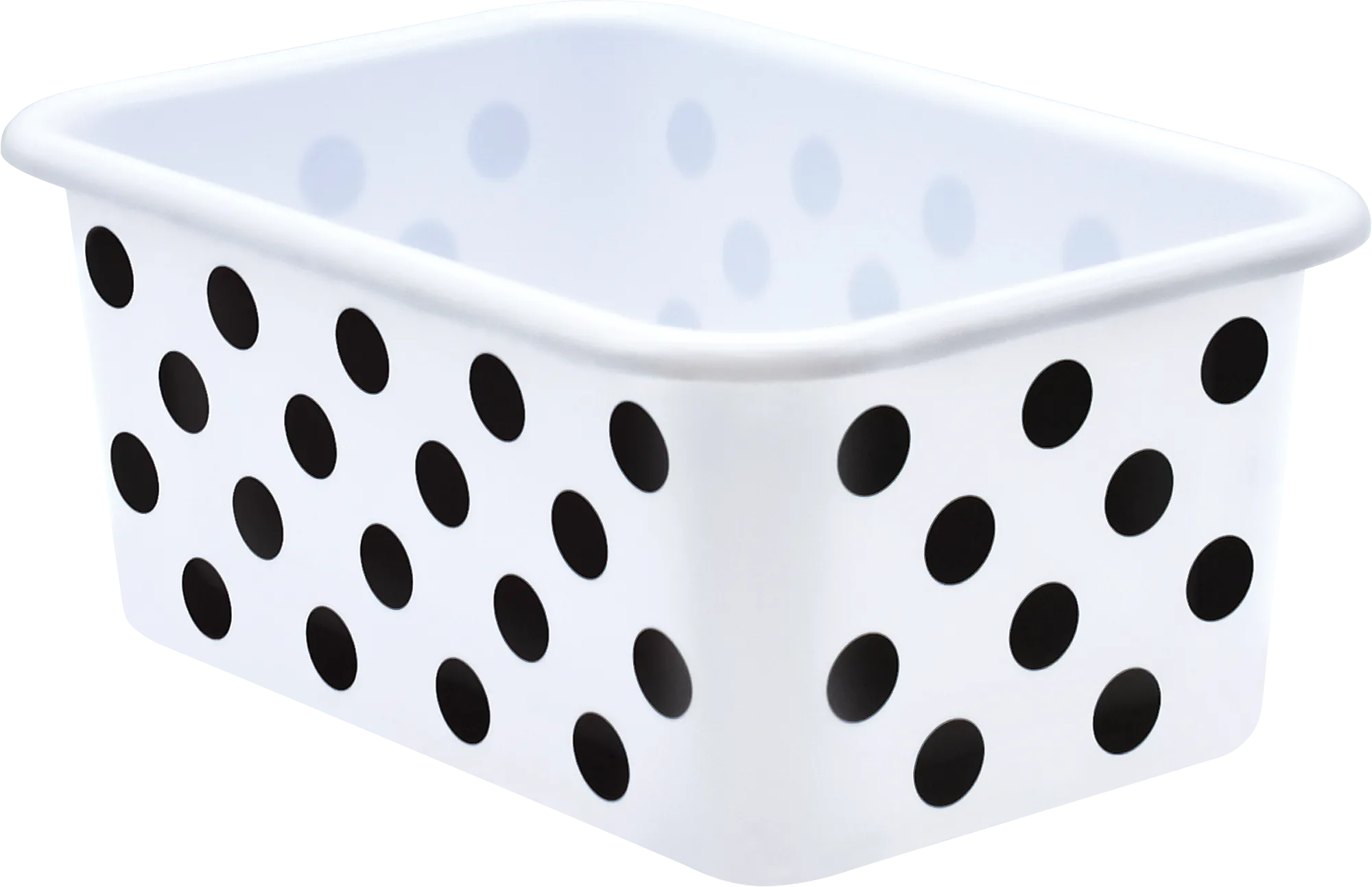 Black Polka Dots on White Small Plastic Storage Bin