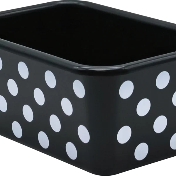 White Polka Dots on Black Small Plastic Storage Bin