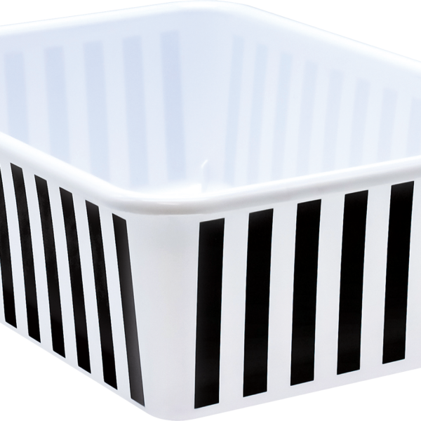 Black and White Stripes Large Plastic Storage Bin