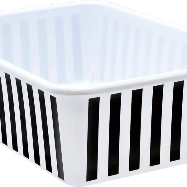 Black and White Stripes Large Plastic Storage Bin