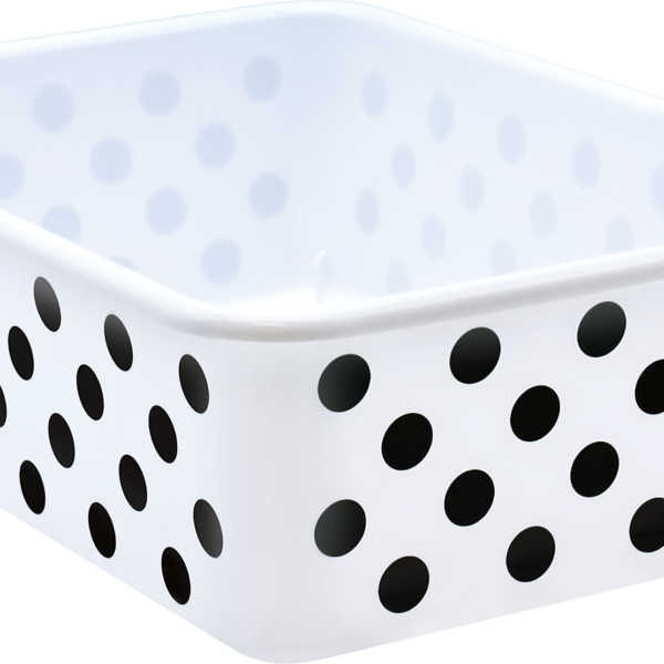 Black Polka Dots on White Large Plastic Storage Bin