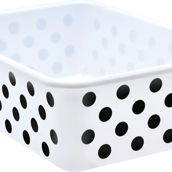 Black Polka Dots on White Large Plastic Storage Bin