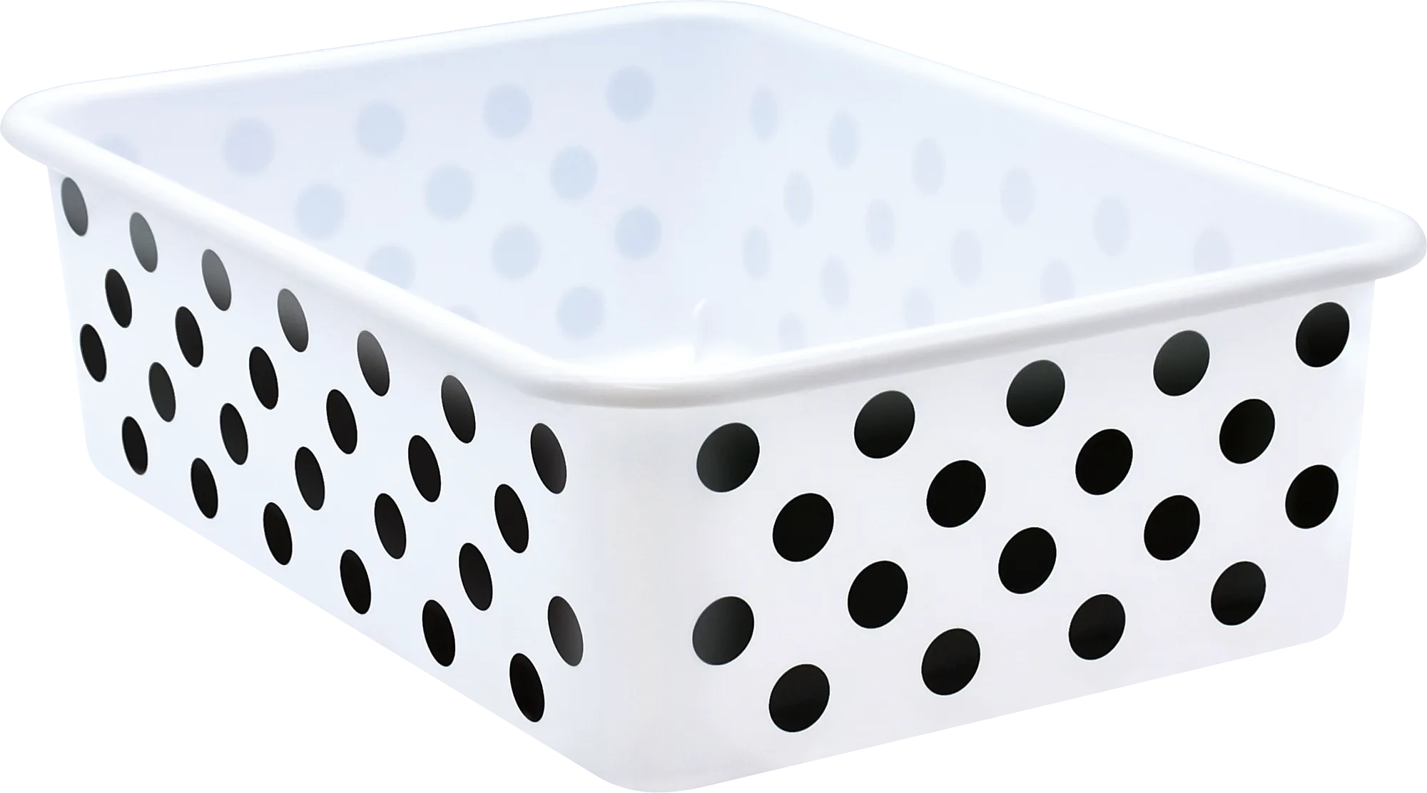 Black Polka Dots on White Large Plastic Storage Bin