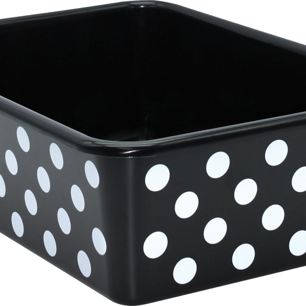 White Polka Dots on Black Large Plastic Storage Bin