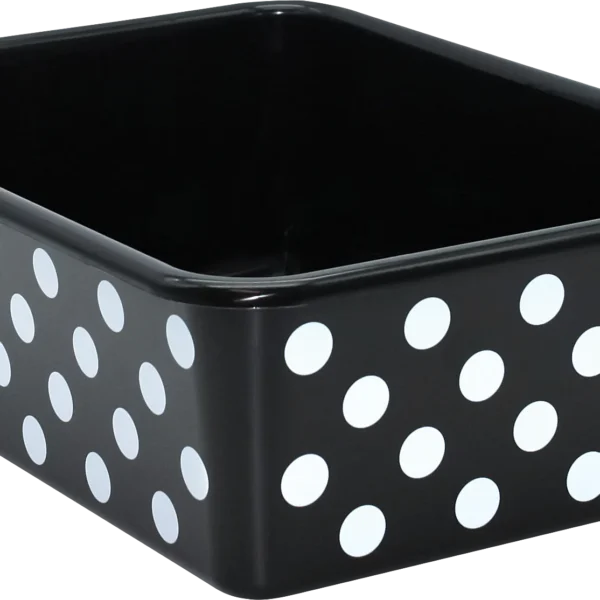 White Polka Dots on Black Large Plastic Storage Bin