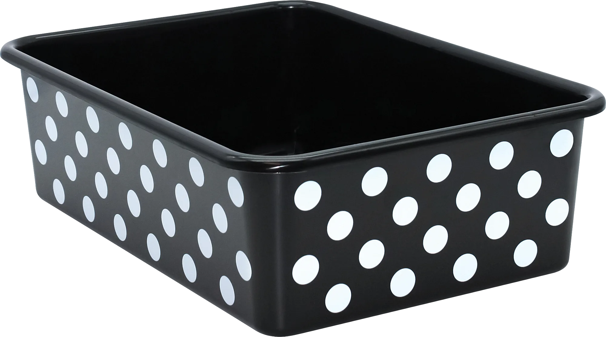 White Polka Dots on Black Large Plastic Storage Bin