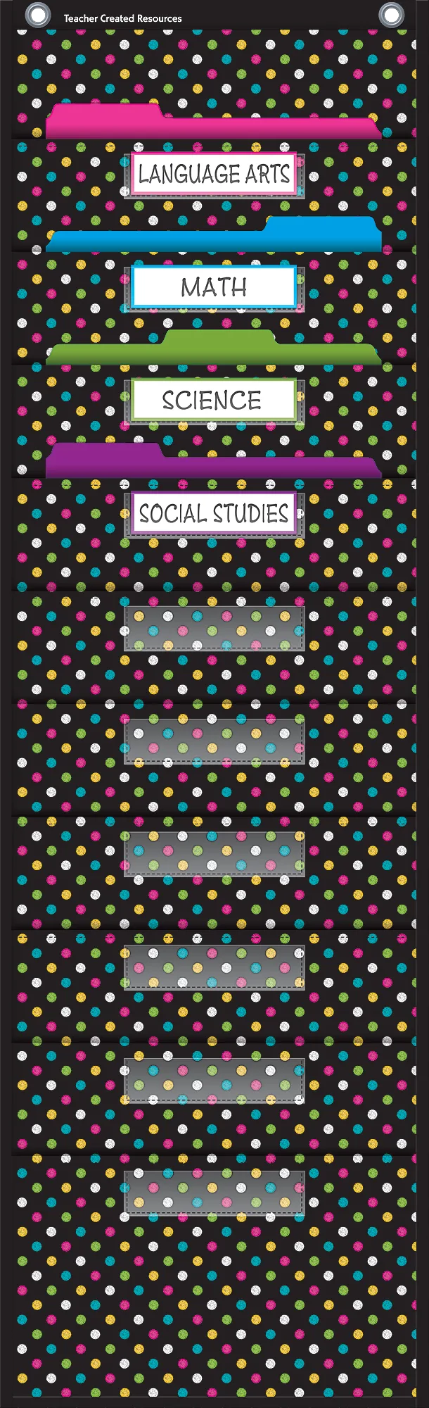 Chalkboard Brights 10 Pocket File Storage Pocket Chart (14" x 58") - Image 2