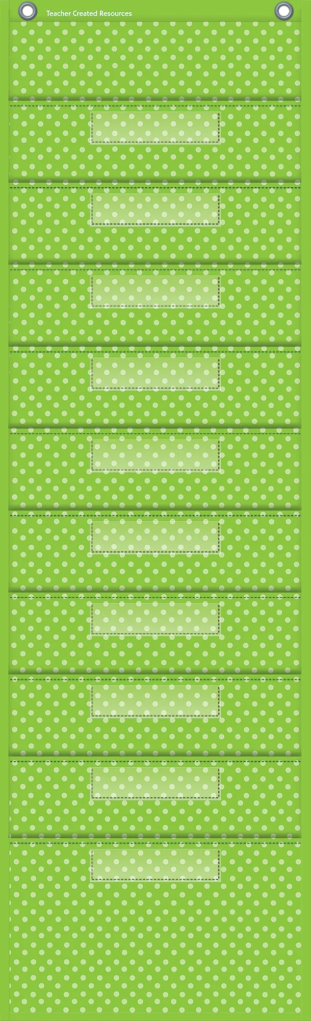 Lime Polka Dots 10 Pocket File Storage Pocket Chart (14" x 58")