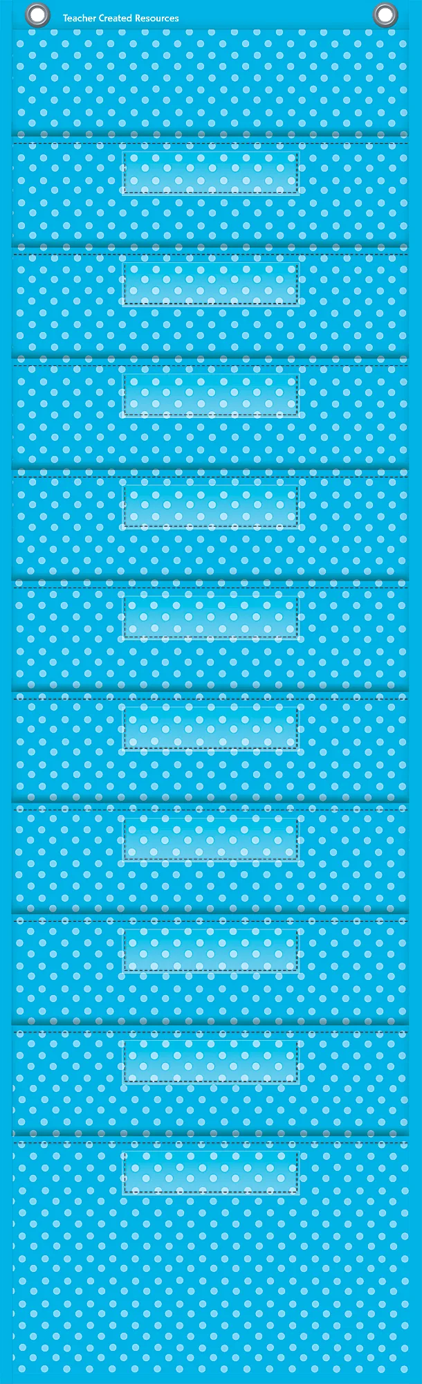 Aqua Polka Dots 10 Pocket File Storage Pocket Chart (14" x 58")