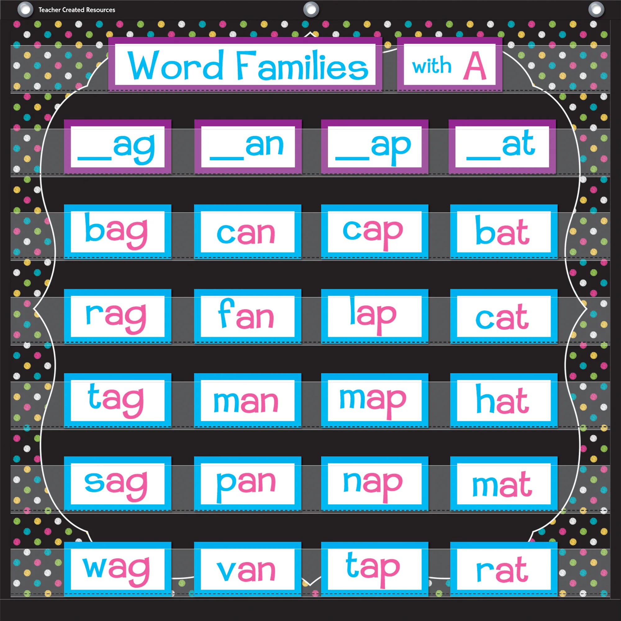 Chalkboard Brights 7 Pocket Chart (28" x 28") - Image 2