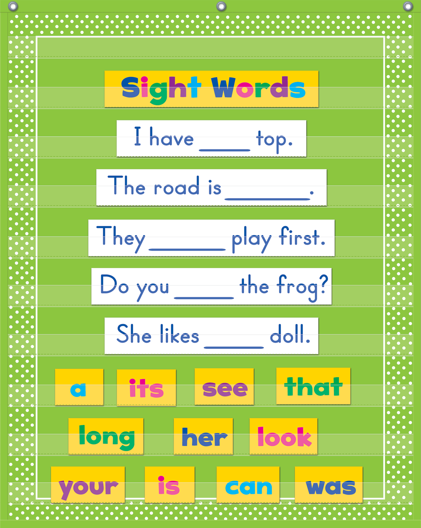 Lime Polka Dots 10 Pocket Chart (34" x 44") - Image 2
