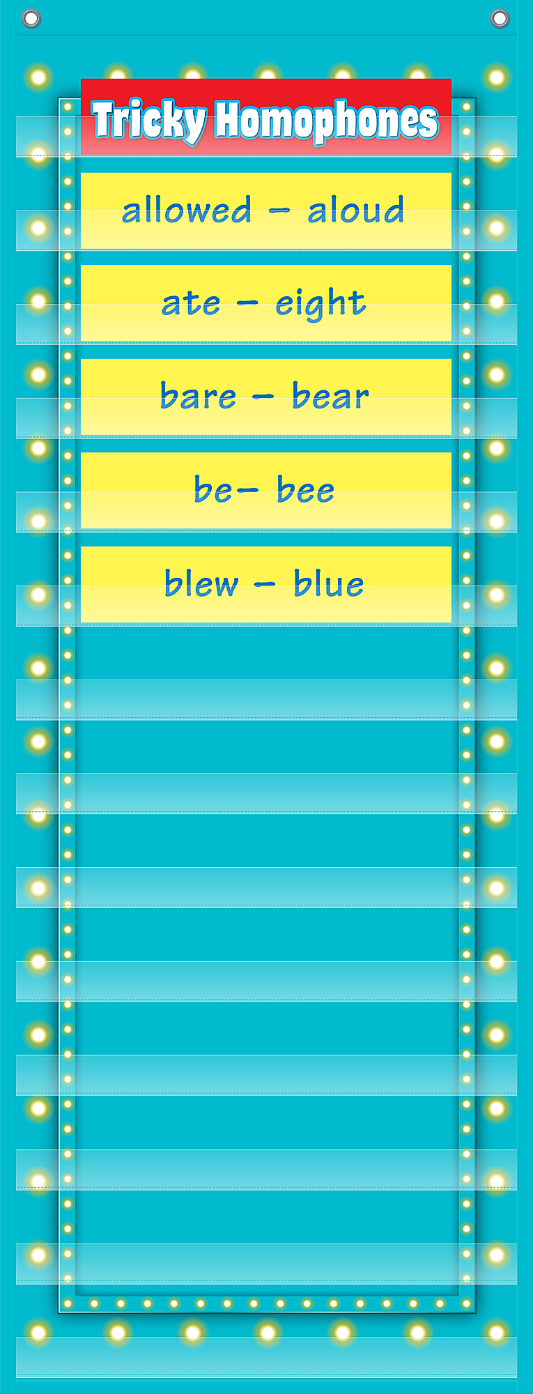 Light Blue Marquee 14 Pocket Chart (13" x 34") - Image 2