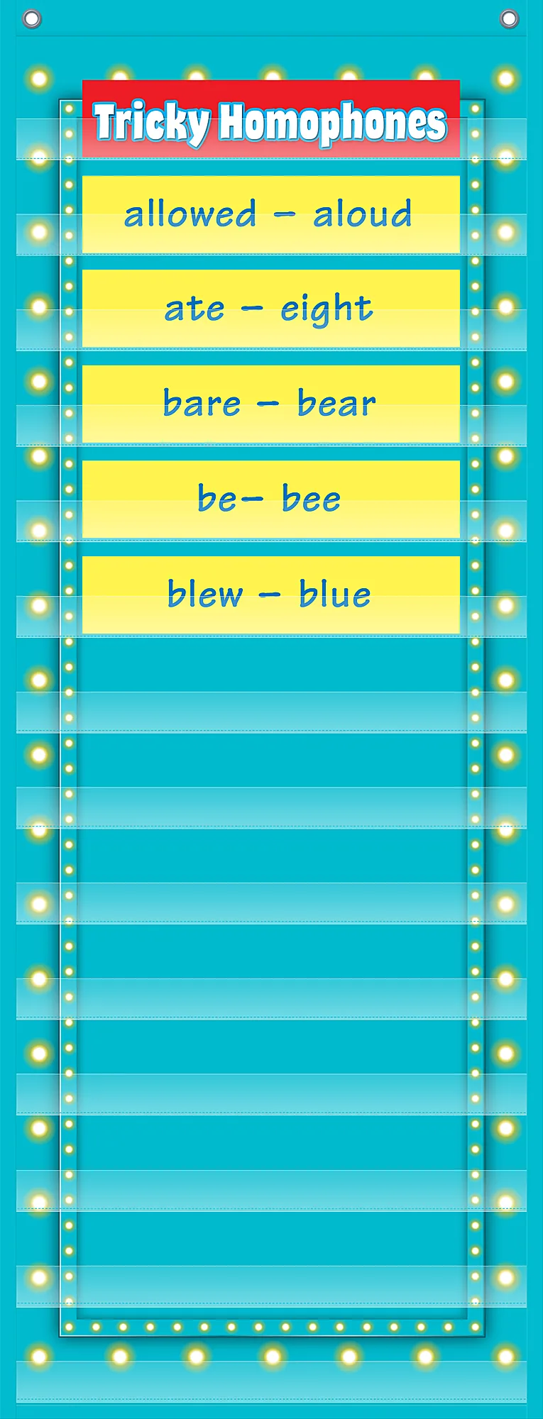 Light Blue Marquee 14 Pocket Chart (13" x 34") - Image 2