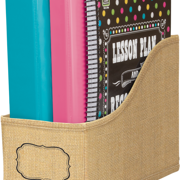 Burlap Book Bin