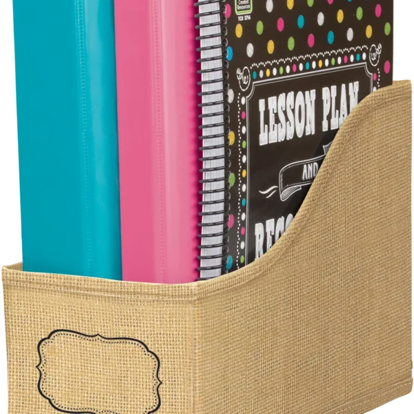 Burlap Book Bin