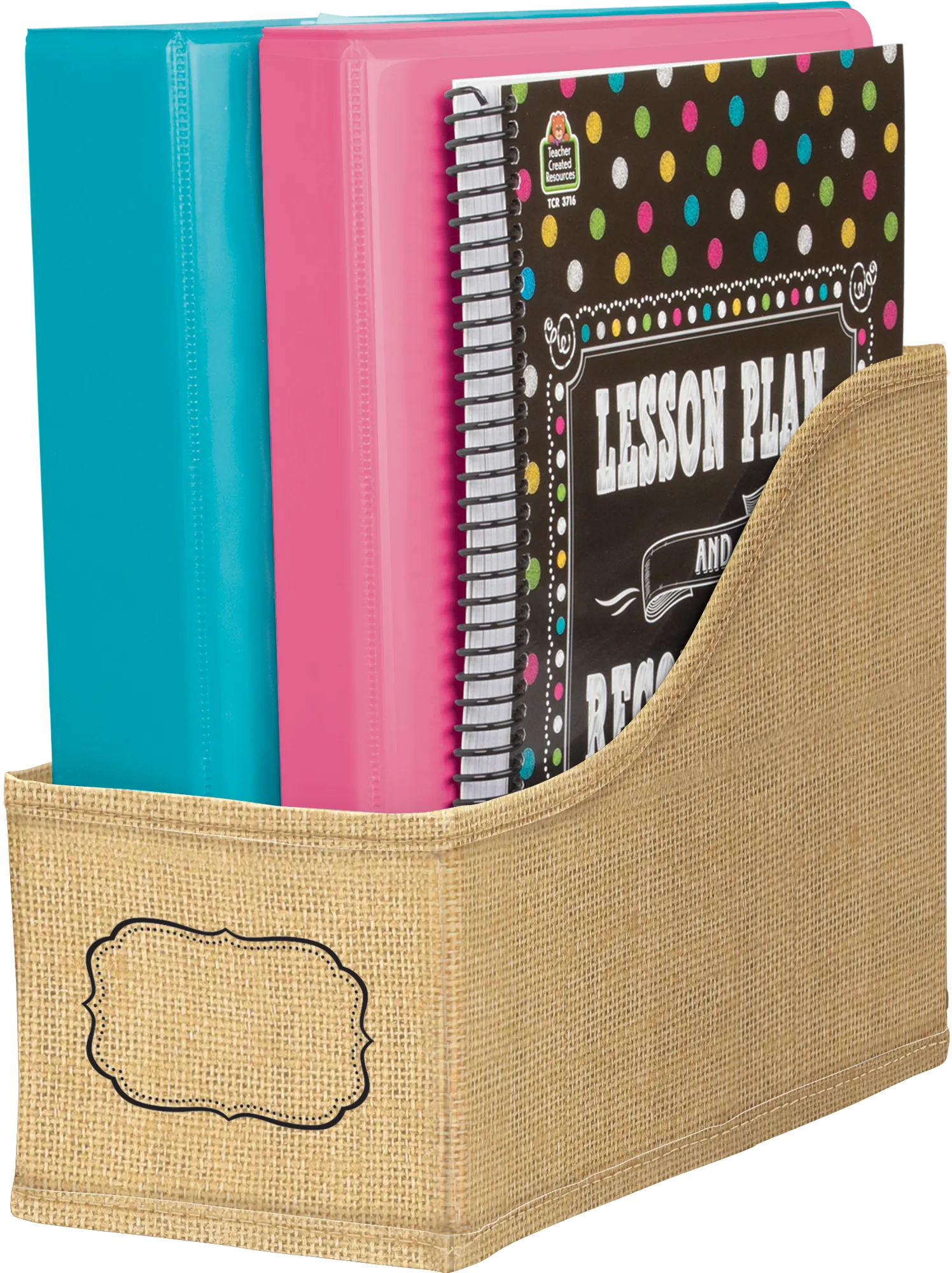 Burlap Book Bin