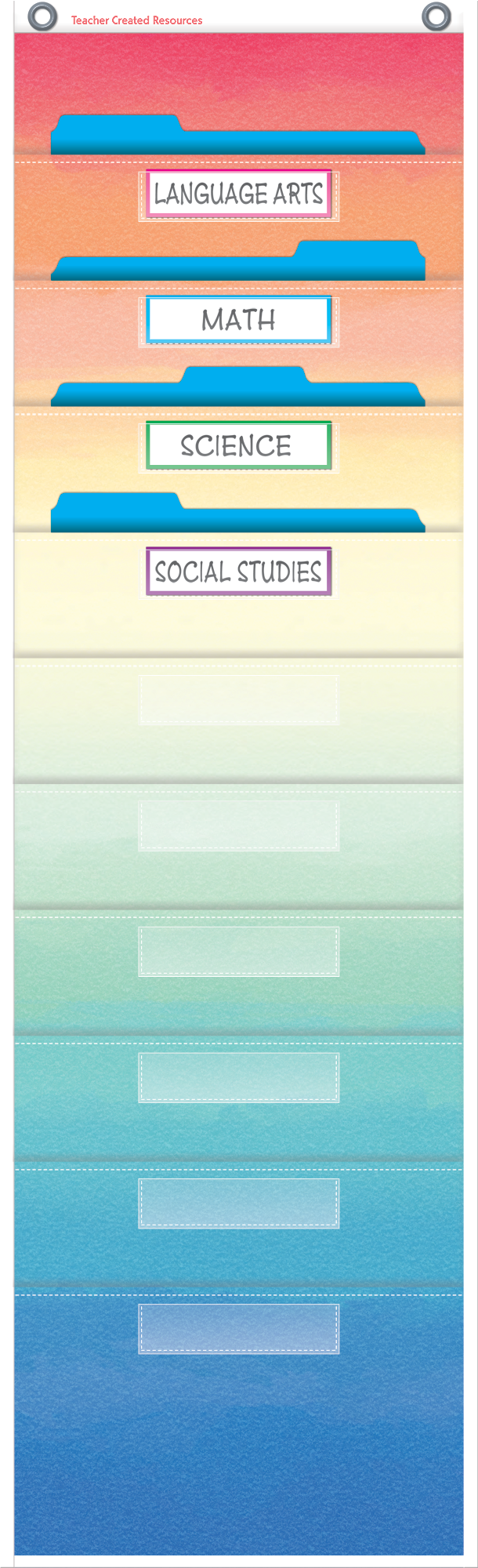 Watercolor 10 Pocket File Storage Pocket Chart (14" x 58") - Image 2