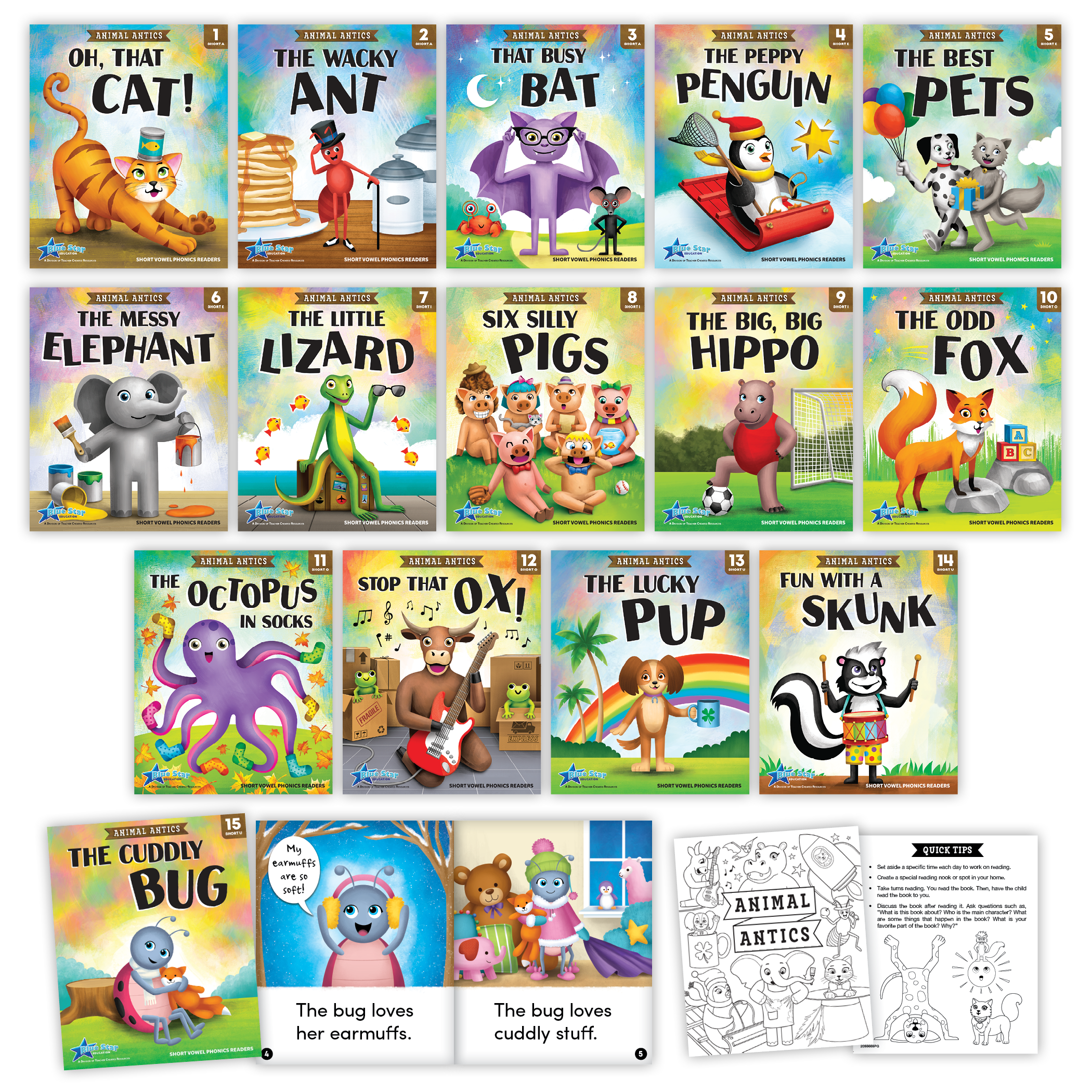 Animal Antics Short Vowel Phonics Readers Book Set