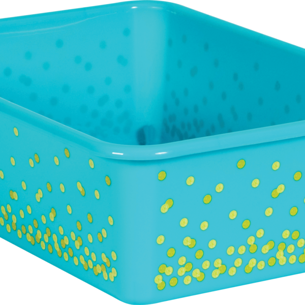 Teal Confetti Large Plastic Storage Bin