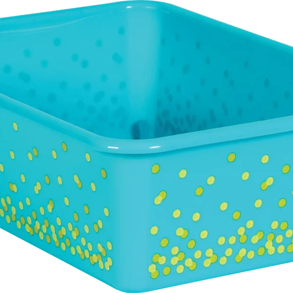 Teal Confetti Large Plastic Storage Bin