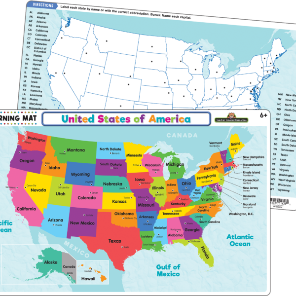 United States of America Map Learning Mat