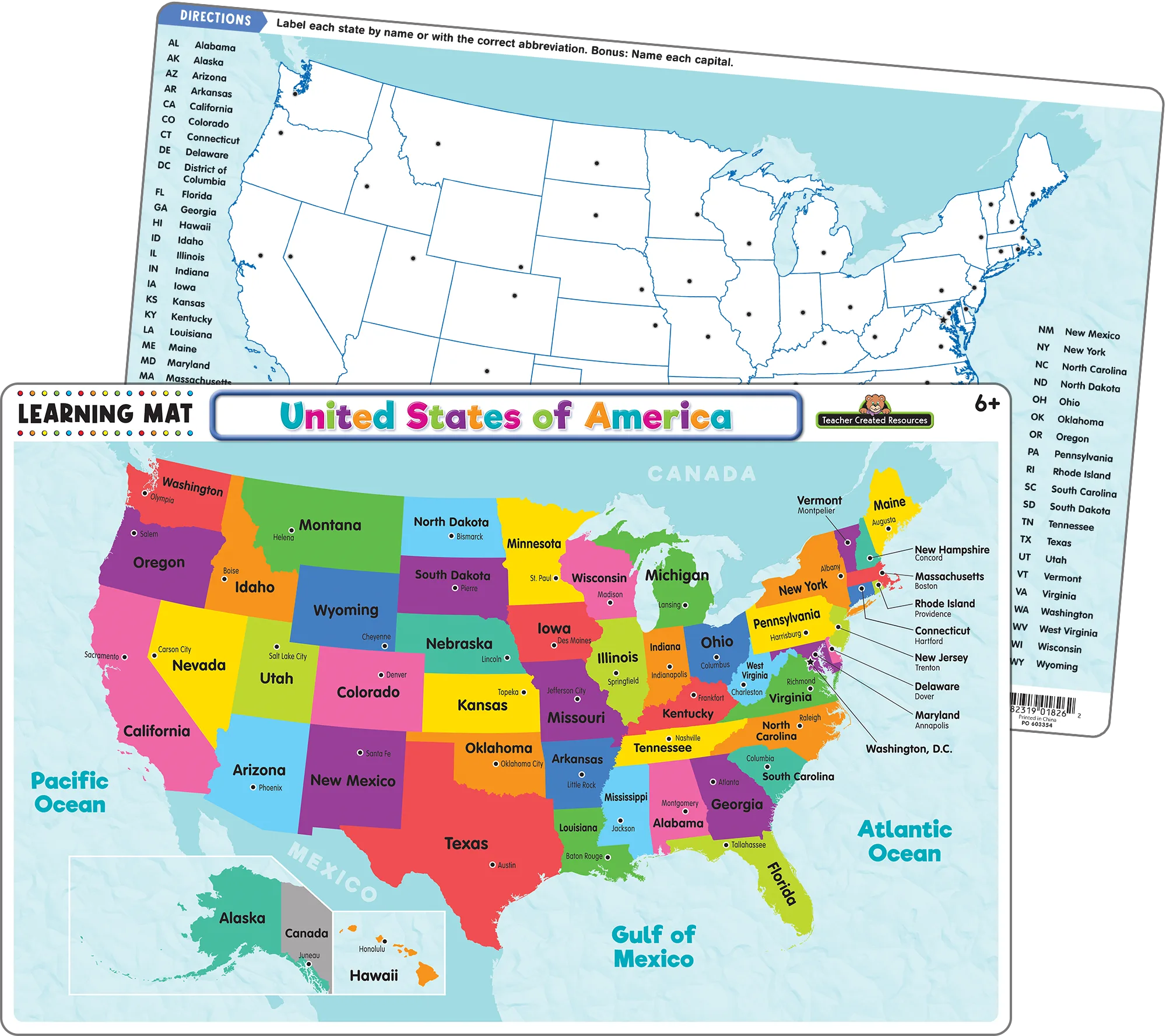 United States of America Map Learning Mat