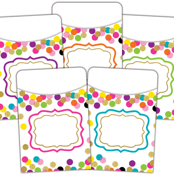 Confetti Library Pockets - Multi-Pack