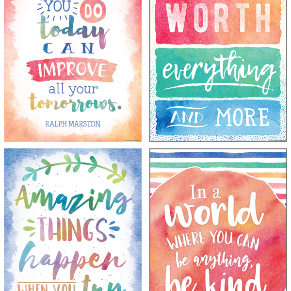 Watercolor Positive Poster Set (4)